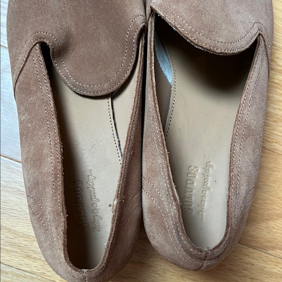 Soludos Tan Suede Loafers with 2" Heel - Picture 8 of 9